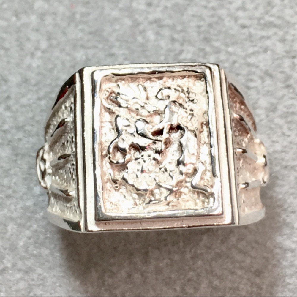 925 Sterling Silver Men's Lunar Zodiac Dragon Ring